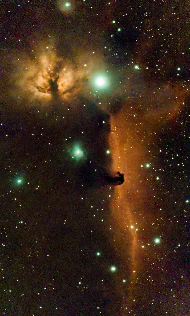 Horse Head and Flaming Star Nebulas in Orion