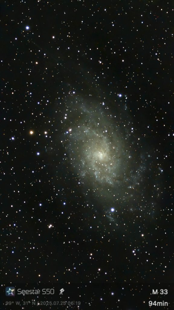 M 33 Triangulum Galaxy imaged with Seestar S50 smart telescope.