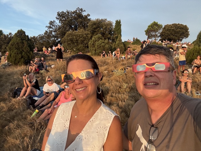 wearing eclipse glasses Aug 12, 2026 Valencia, Spain